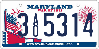 MD license plate 3AO5314
