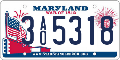 MD license plate 3AO5318