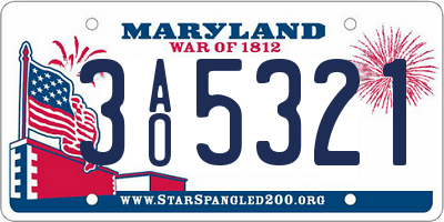 MD license plate 3AO5321
