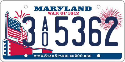 MD license plate 3AO5362