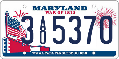 MD license plate 3AO5370
