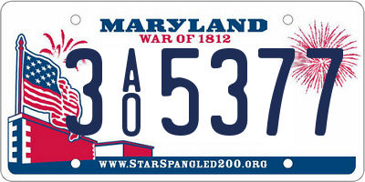 MD license plate 3AO5377