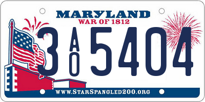 MD license plate 3AO5404