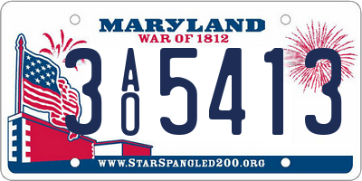 MD license plate 3AO5413