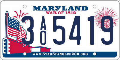 MD license plate 3AO5419