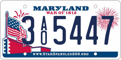 MD license plate 3AO5447