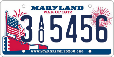MD license plate 3AO5456