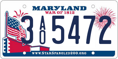 MD license plate 3AO5472