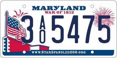 MD license plate 3AO5475