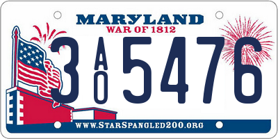MD license plate 3AO5476