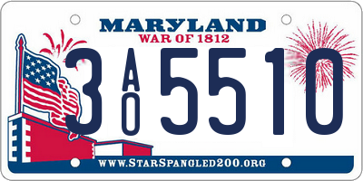 MD license plate 3AO5510