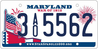 MD license plate 3AO5562