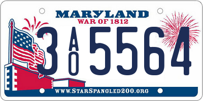 MD license plate 3AO5564