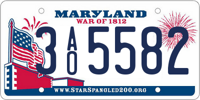 MD license plate 3AO5582