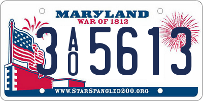 MD license plate 3AO5613