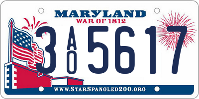 MD license plate 3AO5617