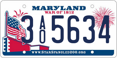 MD license plate 3AO5634
