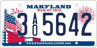 MD license plate 3AO5642