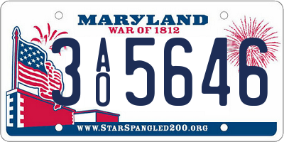 MD license plate 3AO5646
