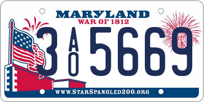 MD license plate 3AO5669