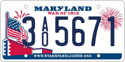 MD license plate 3AO5671