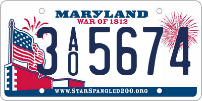 MD license plate 3AO5674