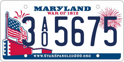 MD license plate 3AO5675
