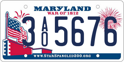 MD license plate 3AO5676
