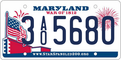 MD license plate 3AO5680