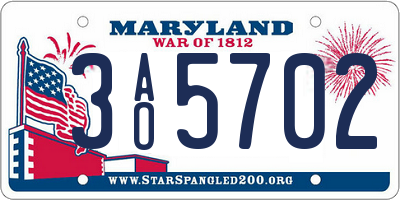 MD license plate 3AO5702