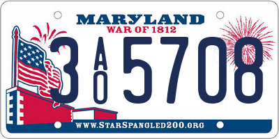 MD license plate 3AO5708