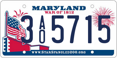 MD license plate 3AO5715