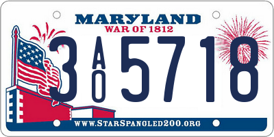 MD license plate 3AO5718