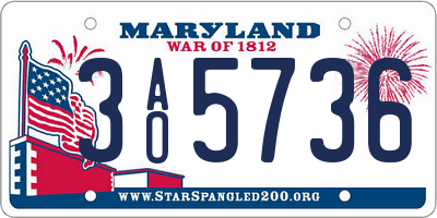 MD license plate 3AO5736