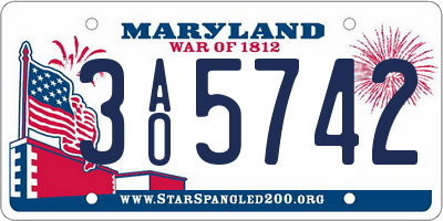 MD license plate 3AO5742