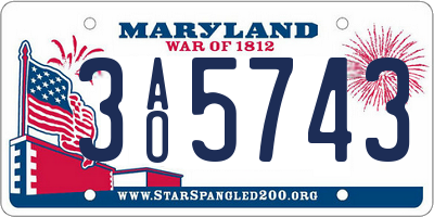 MD license plate 3AO5743