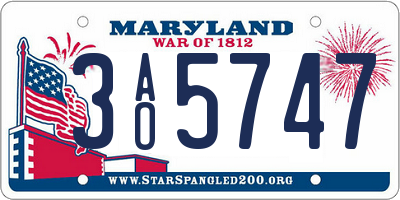 MD license plate 3AO5747