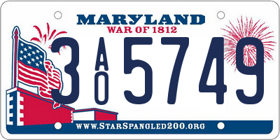 MD license plate 3AO5749