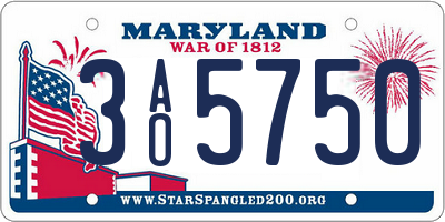 MD license plate 3AO5750