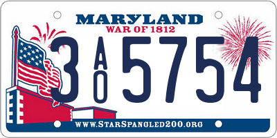 MD license plate 3AO5754