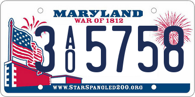 MD license plate 3AO5758