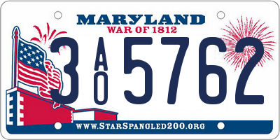 MD license plate 3AO5762