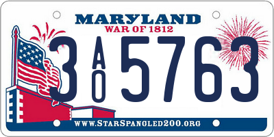 MD license plate 3AO5763