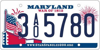 MD license plate 3AO5780
