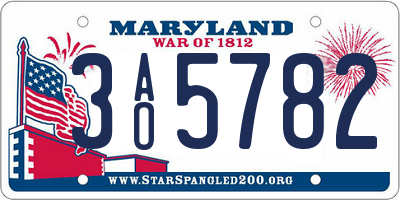 MD license plate 3AO5782