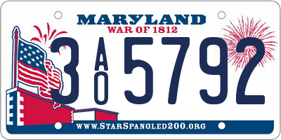 MD license plate 3AO5792