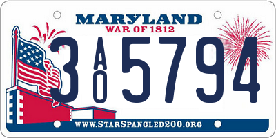 MD license plate 3AO5794