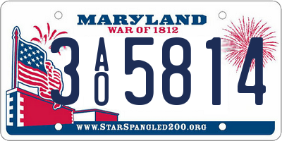 MD license plate 3AO5814