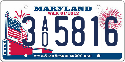 MD license plate 3AO5816