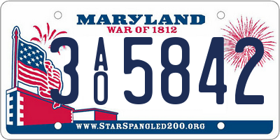 MD license plate 3AO5842
